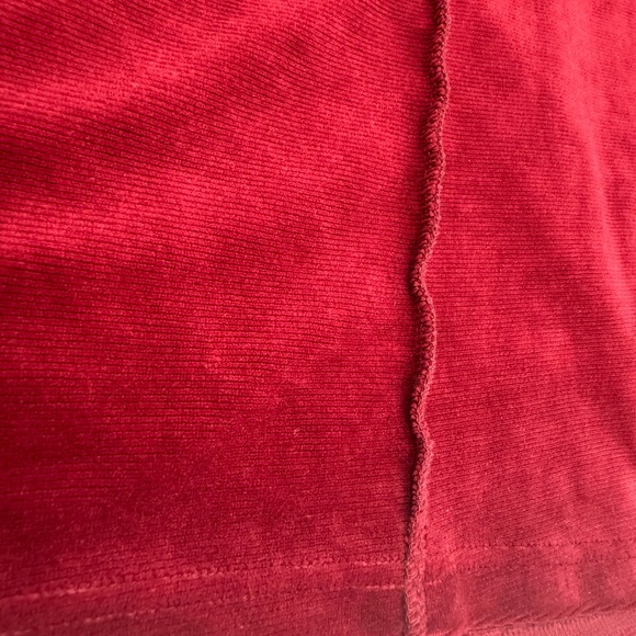 Roxy Sweatshirt Women XL Red Micro Corduroy Velour Pullover Crew Neck Cropped - Picture 4 of 12